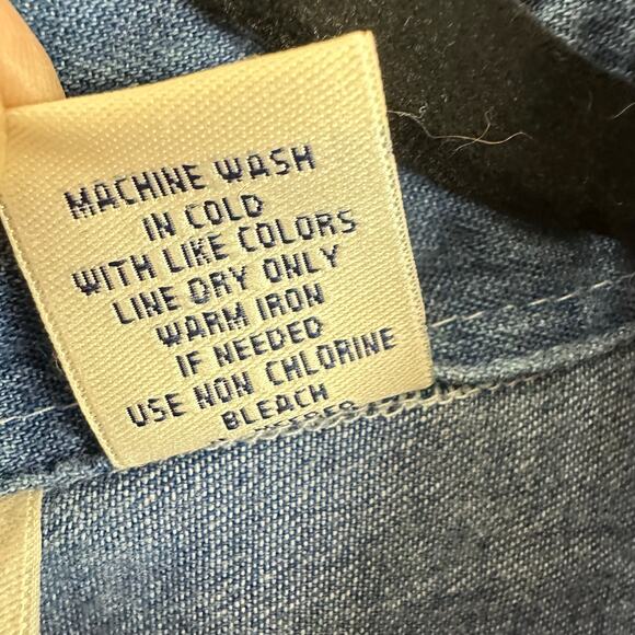 Womens VTG Quizz Red White Blue USA Plaid Patchwork Denim SS Button Up Blouse 24 - Picture 6 of 6